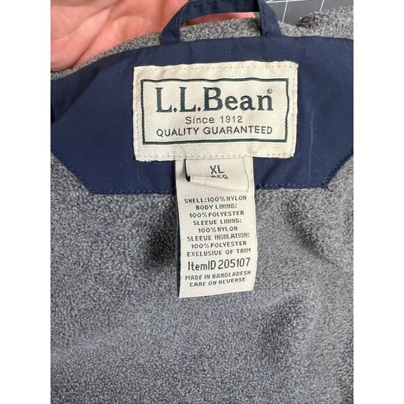 L.L. Bean Navy & Gray Lined Jacket XL Men's Nylon Polyester - Picture 3 of 9